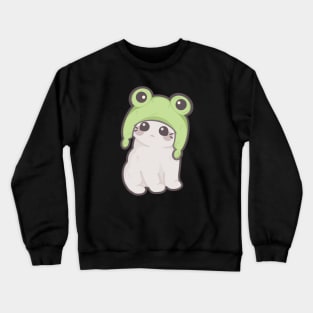 Adroable Kitty in a Froggy Hat. Funny Cat in a Hat Crewneck Sweatshirt